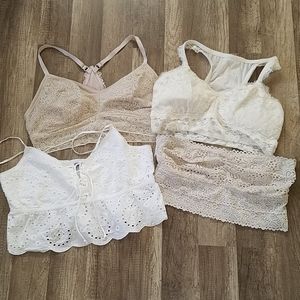 Aerie 3 Bralettes & Eyelet Lace Peplum Crop Top XL